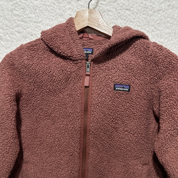 Patagonia Jacket Girls Hoodie Deep Pile Rosebud Fleece Full Zip Jacket Sz M 10 - Picture 4 of 12
